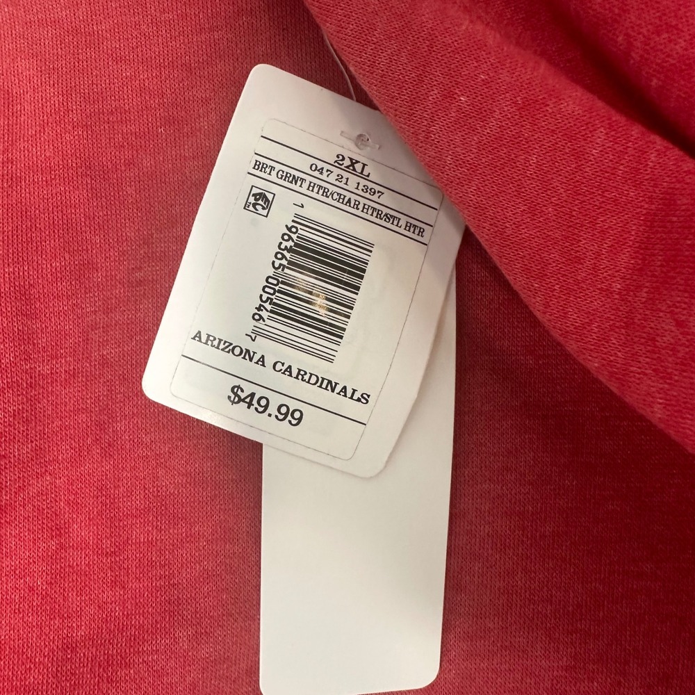 NFL Team Apparel Arizona Cardinals Womens 2XL Colorblock Hoodie Red Gray Fleece - Picture 10 of 11